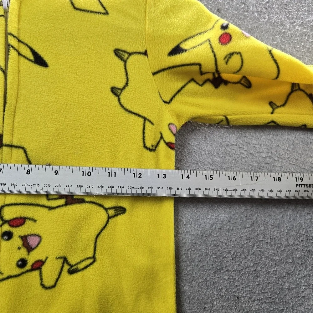 Pokemon Boys Sleepwear S (6/7) Yellow Embroidered One-Piece Pajama Graphic